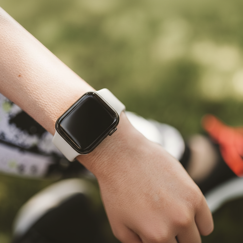 หน้าปัดนาฬิกาจีพีเอสสำหรับวิ่งแสดงความเร็วและอัตราการเต้นของหัวใจ