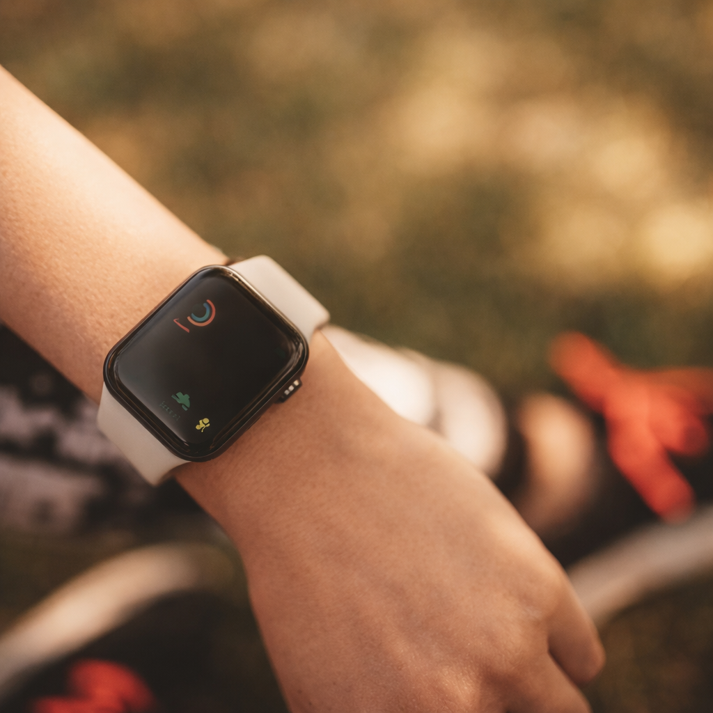 A runner checks their activity