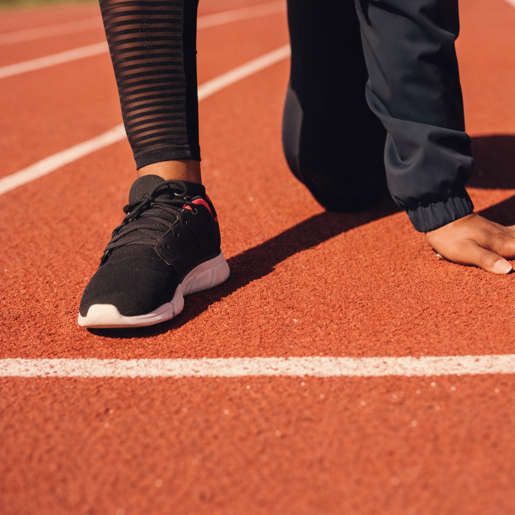 A runner in black athletic wear