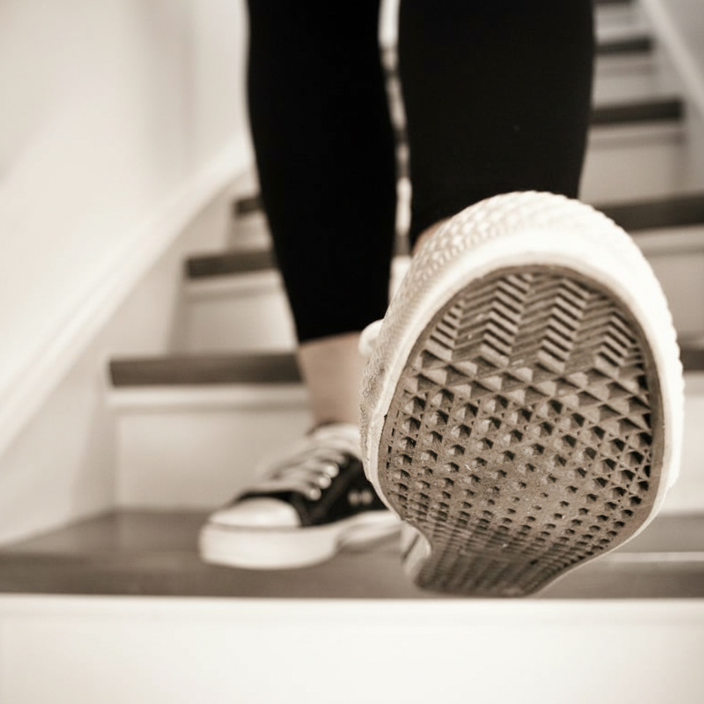 A person in black leggings and