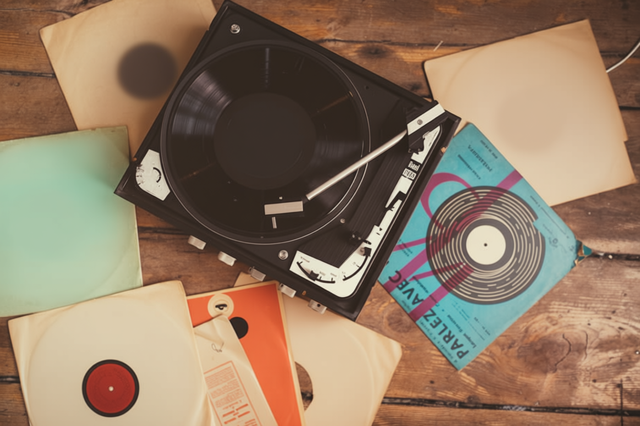 An old-fashioned record player