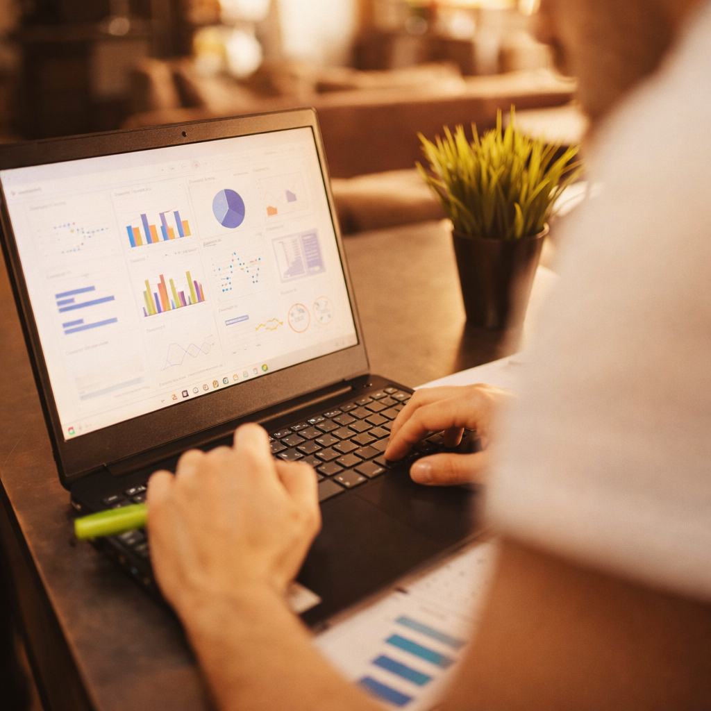 A person is intently working on