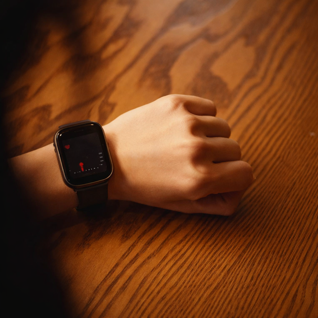 หน้าจอนาฬิกาสมาร์ทวอทช์แสดงค่าอัตราการเต้นของหัวใจ