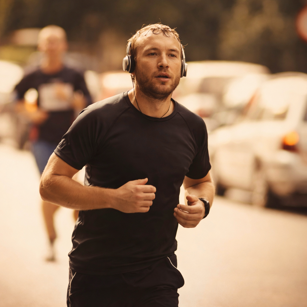 นักวิ่งมาราธอนกำลังจดจ่อกับเส้นทางตรงหน้า